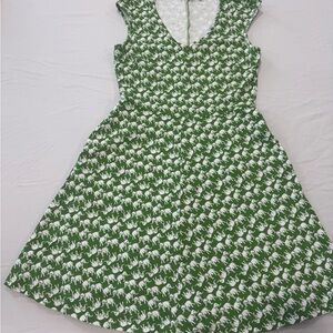 New York & Company Green and White Elephant Patterned Top